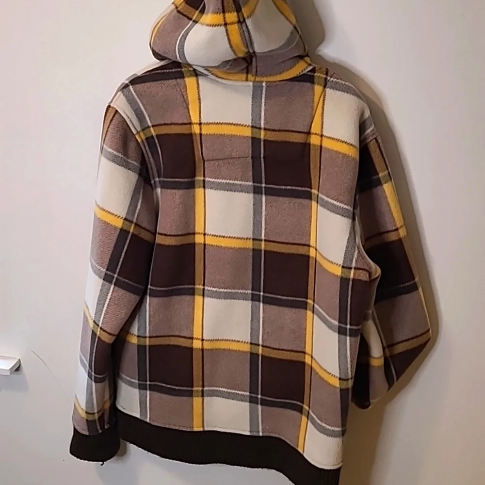 Vintage KIRRA Men's fleece zipup hooded jacket, Flannel Look Fleece, Size Large - Picture 4 of 4